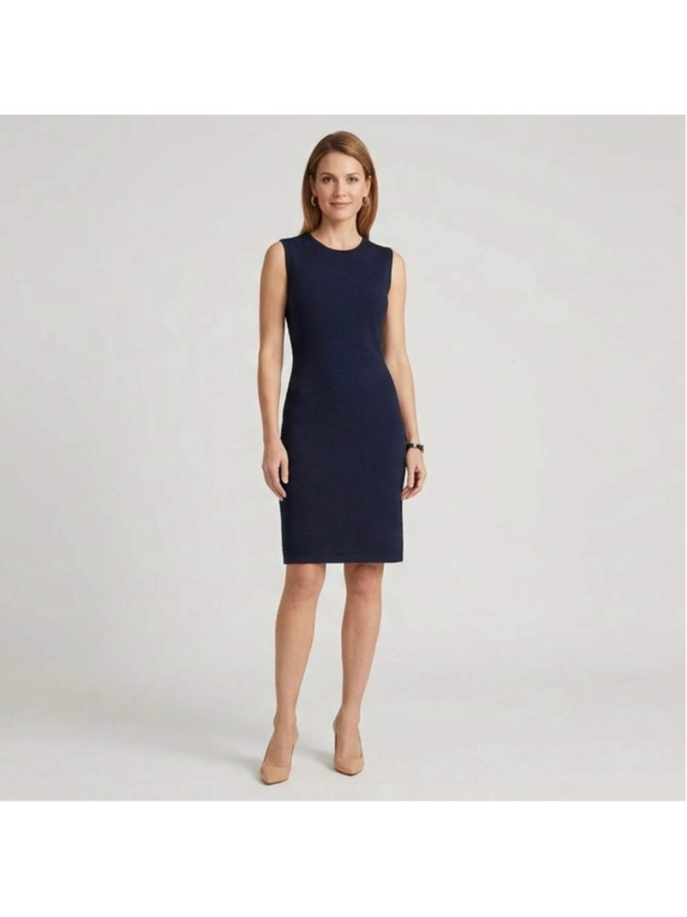 St John Santana Knit Sheath Dress Navy Blue Size 4